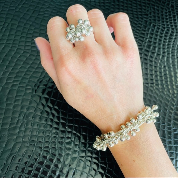 HEAVY Sterling Silver DNA Chain Link Ball Bead Toggle Clasp Bracelet - Picture 8 of 10